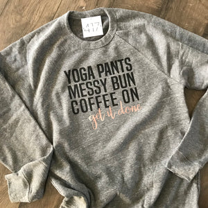 Yoga Pants | Messy Bun